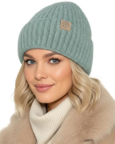 Baesics vintermössa unisex – varm stickad mössa mössa, elegant och elastisk mössa för höst och vinter, mjuk stickad, fashionabel och tidlös, en storlek, Mint, one size