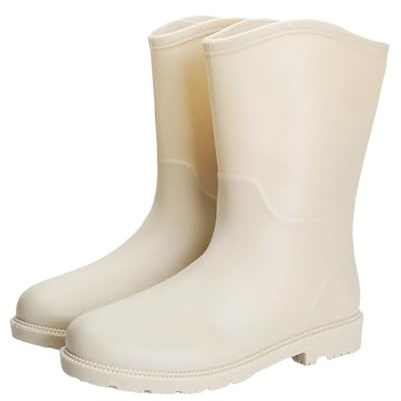 Gummistövlar kvinnor mitten av vaden Chelsea regnstövlar låg klack rund tå komfort svarta stövlar vattentåliga lättare på och av Slip On Wellies vandring, gårdsarbete, Mucker stil utomhusaktiviteter