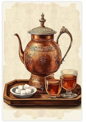 IYTAFGYT Iranian Copper Samovar with Canvas Poster Bedroom Decor Landscape Decor Gift 12x18inch(30x45cm)