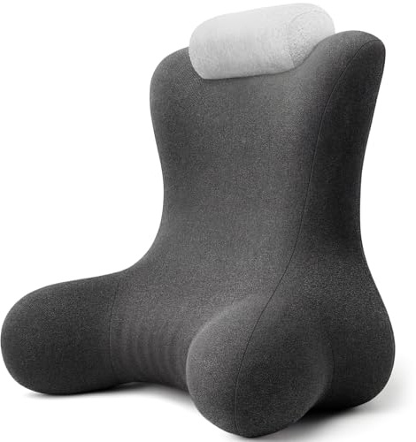 COZYFUZY Reading Pillow for Floor & Bed Use - 22 Ergonomic Backrest with Built-in Neck Support and Contoured Arms, Memory Foam Sitting Pillow for Gaming, Reading, Nursing, Watching TV Pack