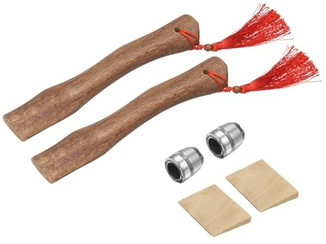 QUARKZMAN 2 Piezas Mango De Hacha De Madera De Reemplazo 10.2 Mangos De Hacha Universales De Nogal con Cuñas De Madera Y Redondas para Hacha De Camping Y Jardinería