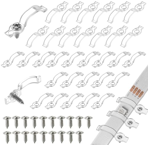 Yuqilin 200 st Fixeringsremsa Clip Strip Fästanordningar 100 skruvar 10 mm 12 mm, transparent, vattentät för LED-remsor och ljusslingor, fäste, inomhus- och utomhusinstallation
