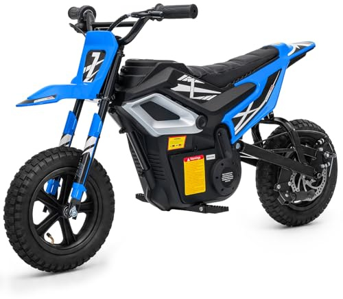 LALAHO 24V 7Ah Elektro Motorrad Kinder,Elektromotorrad Blau | Max 22,5 km/h,250W Kinderfahrzeug,Reichweite 19KM,12 Zoll Luftreifen,Moto Crossbike für Kinder
