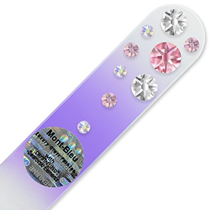 Mont Bleu Handgefertigte Glasnagelfeile von Hand dekoriert mit crystals from Swarovski - Klein und handlich, Tschechische Kristallnagelfeile, Echtem gehärteten Glas aus Tschechien