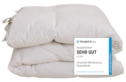 Vitaschlaf® TESTSIEGER Moscovy® W6 EXTRA WARM Premium Daunendecke Daunenbett Made in Germany Since 1947 Made in Germany Since 1947 (155 x 220 cm)