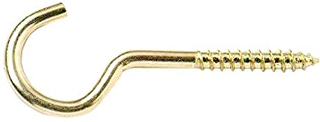 Merriway BH03577 80 mm Stahl-Schraubhaken vermessingt, Weiß, 10 Stück