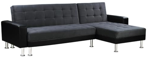 Habitat et Jardin Divano ad angolo convertibile e reversibile Theo - 4 posti - Nero e grigio