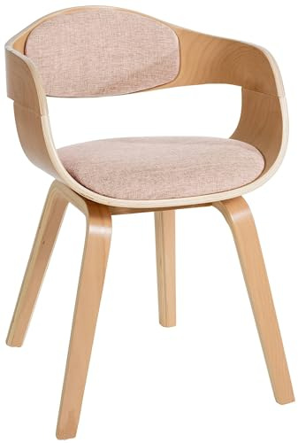 CLP Esszimmerstuhl ergonomisch Kingston,Lehnstuhl mit umlaufender Rückenlehne, Holzgestell belastbar bis 150 kg Farbe Natur/Creme