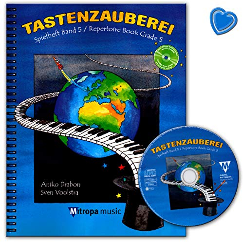 Mitropa Music Tastenzauberei Spielheft Band 5 - Keyboard-Notenbuch mit CD/Online-Audio und bunter herzförmiger Notenklammer