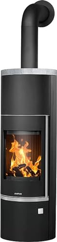 Justus 5694 11 Faro Aqua 2.0 Wasserführender Kaminofen Stahl Schwarz mit Speckstein-Abdeckplatte/A+