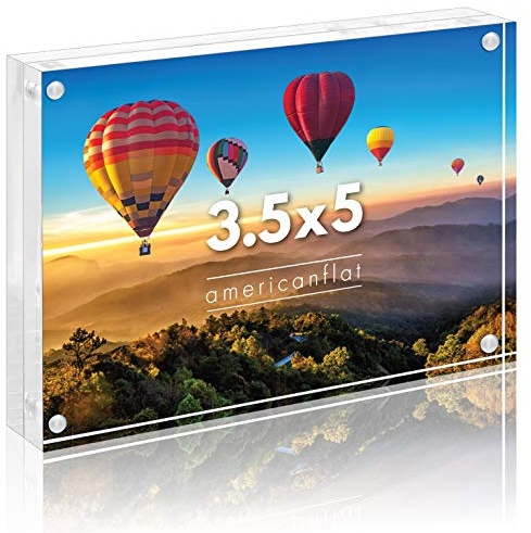Americanflat 3.5x5 Acrylic Picture Frame - Double Sided Frames with Magnetic Corners - Transparent Acrylic Frames for Desk or Tabletop Display - 3.5x5 Picture Frame with Microfiber Cloth Included