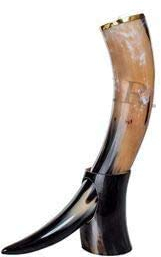 Nautical Replica Hub Medieval Viking Norwegian Drinking Beer Horn Tankard Wine Mead Mug with Horn Stand