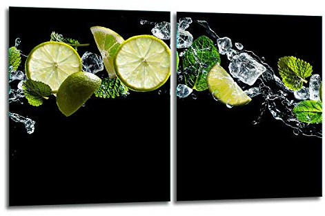 TMK - Plaque de protection universelle pour plaque de cuisson 2 x 40 x 52 cm 2 pieces Pour plaques de cuisson Protection contre les éclaboussures Planche a découper en verre trempé Décoration Epices