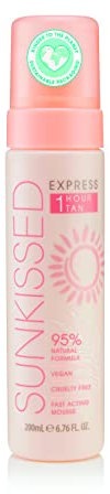 SUNKISSED Ambre solaire - Naturel Bronzer - Mousse Express 1 Heure Bronzante - Autobronzant Express - Corps et Visage - 200 ML