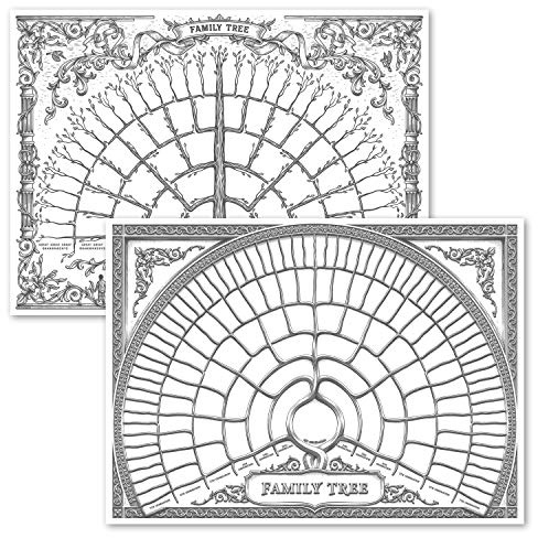 Palace Learning 2 Pack - Family Tree Charts To Fill In- 6 Generation Genealogy Poster - Blank Fillable Ancestry Chart [Version 1 & 2] (18 x 24)