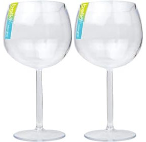 Earth and wear Large Wine Glass Effect Plastic Glasses Reusable 600ml Also Used for Drinking Sherry and Gin and Has A Crystal Wine Set Effect (Set of 2) (Pack of 2) (2)