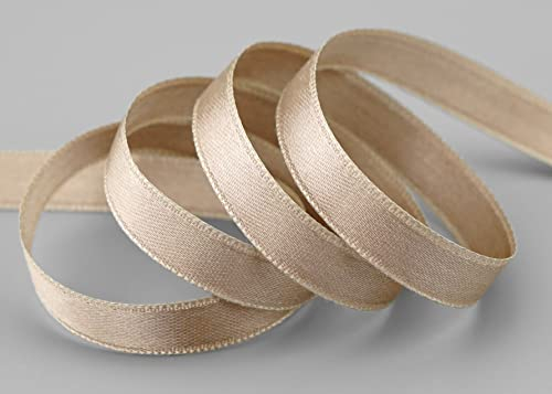 3 m x 10 mm Satinband TAUPE Toffee (105) doppelseitiges Schleifenband aus Satin ohne Draht weich und glänzend Geschenkband Deko Band double face Dekoband Dekorieren Basteln