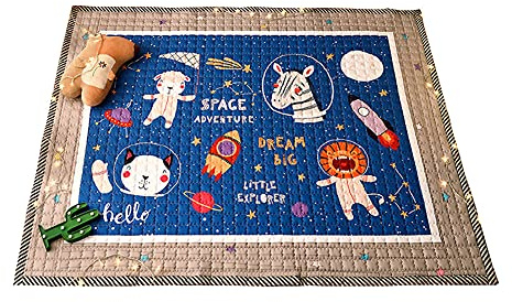 Kinder Baby Krabbeldecke Faltbare, Hiseng Baumwolle Groß Spielmatte Kinder Teppiche Rutschfeste Baby Bodenmatte Waschbare Krabbelmatte für Outdoor Spielteppich (Wunschraum,145x195cm)