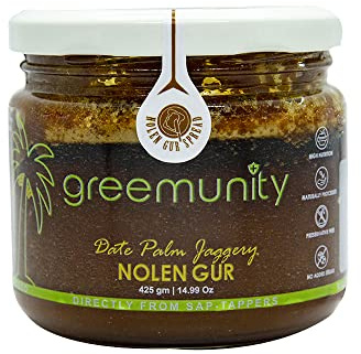 GREEMUNITY Nolen Gur Spread - Date Palm Jaggery - Khajur Gur from Bengal Nalen Gur Spread - Fresh & Pure - 100% Farm to Fork Traceability - 400 gms