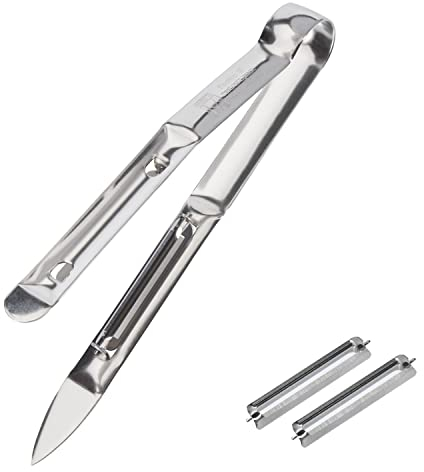 Westmark Pelador de espárragos con 2 cuchillas de repuesto, Edición Monopol, Asparago Due, Acero inoxidable, 607233E6