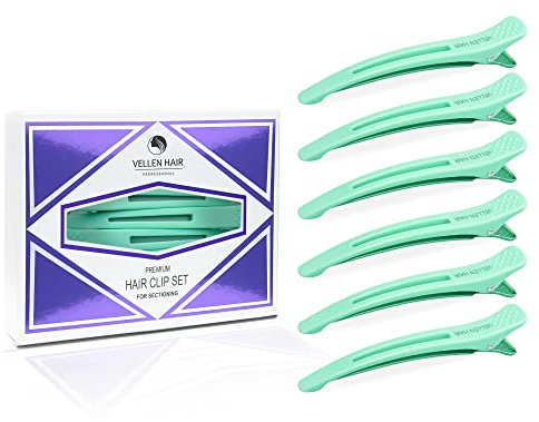 Vellen Hair Clips 6 Stück zum Abteilen und Stylen, Haarspange für professionelles Styling, rutschfeste Haarspangen mit Silikonband, große Gummi-Haarstyling-Clips für Frauen – Minze