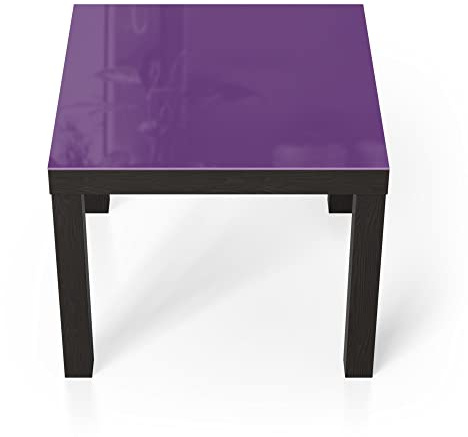 DEQORI Glastisch | schwarz klein 55x55 cm | Unifarben - Violett | ausgefallener Beistelltisch aus Glas | Hochglanz Couchtisch fürs Wohnzimmer | moderner Couch Tisch mit Design