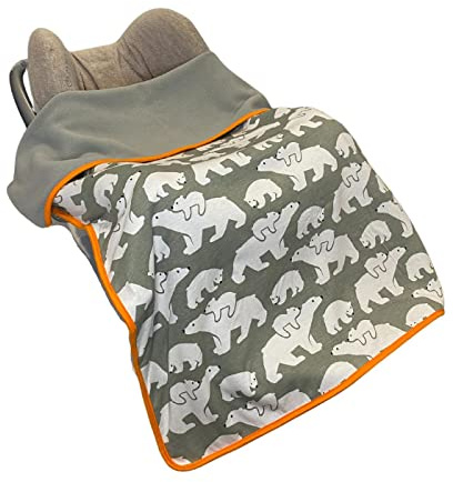 BundleBean Coperta in 100% jersey di cotone reversibile, doppio strato con bordo a contrasto, 100 x 75 cm, ideale per lettini, passeggini, orso polare