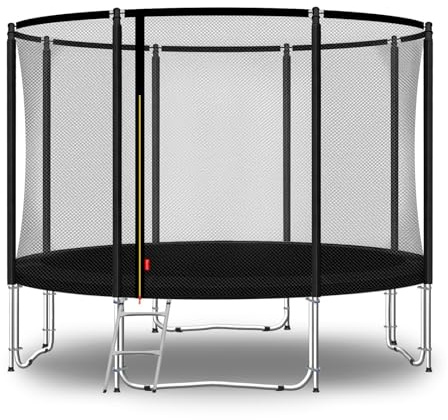 Baunsal® Trampolin Outdoor Ø 366 cm (FGOS) schwarz als Komplettset Gartenspielzeug Kindertrampolin Gartentrampolin rund Garten Spielzeug für Kinder