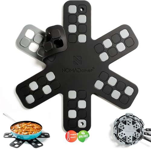 NOMADCHEF Dual-Use Silicone Pan Protectors for Stacking & Trivets for Hot Dishes | Silicone Trivet Mat | Perfect for Pot and Pan Protectors For Stacking | Cookware Protectors For Stacking (M-BLK/GREY)