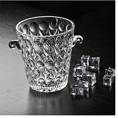 Seau à Glaçons Seau à Glace Transparent Seau à vin Coupe Goutte d'eau en Verre Cristal, 1,5 L Rafraîchisseur Champagne