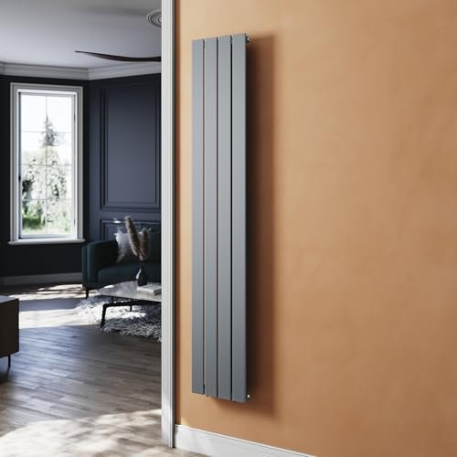 SUNXURY Radiatore piatto, colore antracite, 1800 x 311 mm, radiatore per bagno, design verticale, monostrato, radiatore a pannello, radiatore da bagno, collegamento centrale