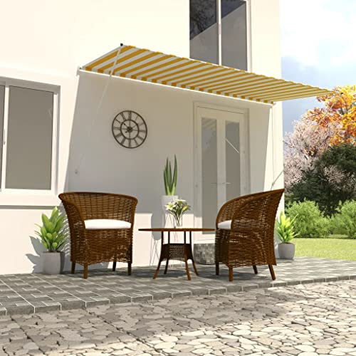 Home Outdoor OthersVersenkbare Markise, 400 x 150 cm, Gelb und Weiß