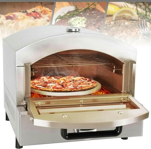 Horno de pizza eléctrico comercial de 12 pulgadas, horno de pizza portátil para exteriores de 1800 W con termómetro incorporado, horno tostador de cajón de pizza simple/doble para el hogar,restaurante