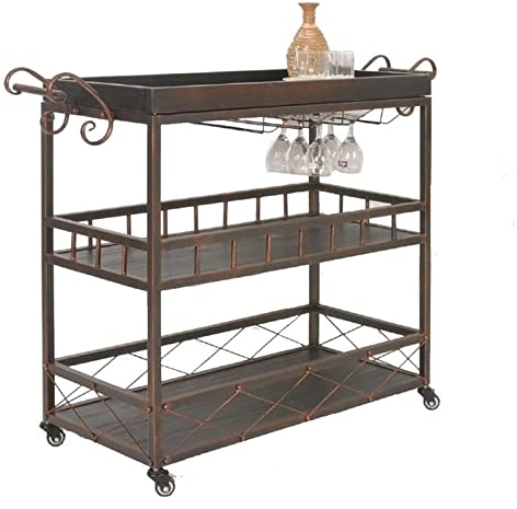 Bar-Servierwagen, Weinwagen für die Küche zu Hause, Hotel-Rollwagen, Küchenwagen, Industrie-Schreibtisch-Aufbewahrungswagen, Werkzeugwagen, Catering-Trolleys, Grillwagen, Weinregal im Retro-Design, 3