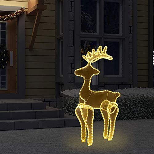 ZEYUAN Rentier Weihnachtsdekoration mit Mesh 306, Rentier Beleuchtet Aussen,Rentier Weihnachtsdeko, Weihnachten Außendeko, Weihnachtsfiguren Außen Beleuchtet, 60x24x89 cm