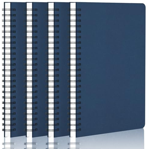 Yarotm Notizbuch A5 Dotted - 4 Stück Spiralblock Notebooks - 100g/m² Gepunktet 5mm Notizblock A5-14x21cm Notizheft Spiralbindung - 60 Blatt Dunkelblau Tagebuch Collegeblock A5