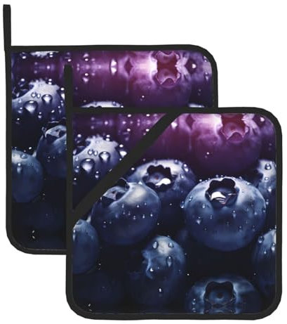 Big Blueberry Kitchen Everyday Lot de 2 maniques résistantes à la chaleur 20,3 x 20,3 cm