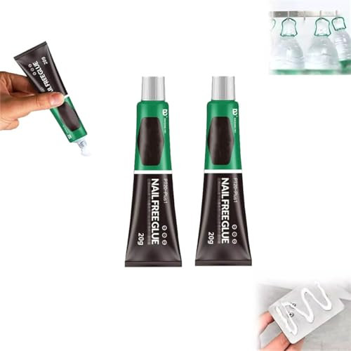 Wealthyn Glue, No-Nail Bonding Sealant, Multi-Purpose, Waterproof, Fast Drying Adhesive for Plastics, Ceramics, Metals, Glass And More. (2Pcs)