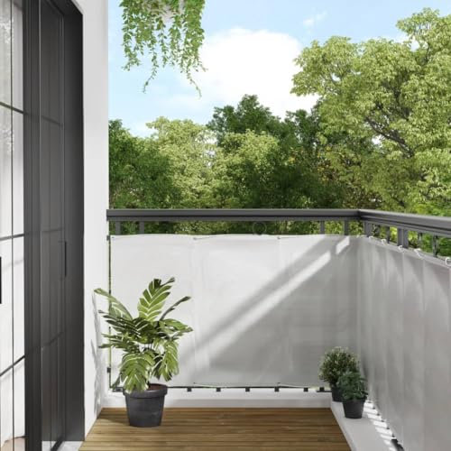 Tidyard Balkon Sichtschutz Seitenrollo Balkonmarkise Balkonbespannung Balkonverkleidung Terrasse Bespannung Sonnenschutz Windschutz für Balkon und Terrasse Hellgrau 90x500 cm 100% Polyester Oxford