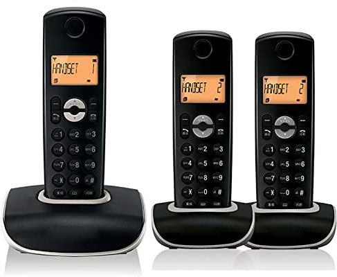 Téléphone sans fil numérique, écran rétroéclairé orange facile à lire de 1,7 po, alarme/muet, conversation à 3, appel à un bouton vers le combiné, téléphone résidentiel à faible rayonnement, téléphon