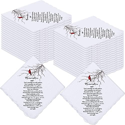Unittype 12 Pcs Memorial Gifts Handkerchief Funeral Favors Sympathy Handkerchiefs Remembrance Celebration of Life Bereavement Gifts (Cardinal Style)