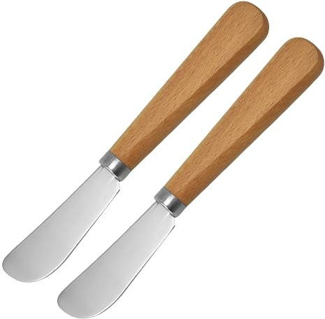 OnrySxn 2 Pcs Butter Knives, Stainless Steel Butter Knife with Wooden Handle Butter Spreader Blade Easy To Hold Serving Knife for Cutting Smooth Cream Cheese Jam Slicer (7 Inches)