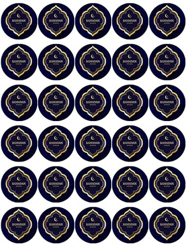30 Ramadan Mubarak Eid PRE CUT Cupcake Toppers Premium Edible Wafer Paper Fairy Cake Toppers Birthday Celebration Cakes Decorations Party NO CUTTING