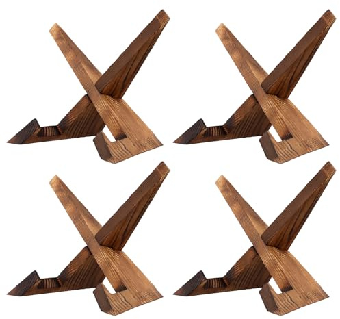 HEIYUET 4 stycken tallriksställ trä, bildram stativ tallrikshållare trä display stativ för menyer, foton, recept, tidskrifter, 21,5 x 12,5 x 16,5 cm