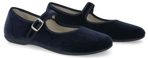 PAYMA - Merceditas Mujer de Terciopelo. Bailarinas Planas Sandalias Casual Mary Jane Cómodas. Hechas en ESPAÑA. Cierre Hebilla. Color: Azul, Talla: EU 39