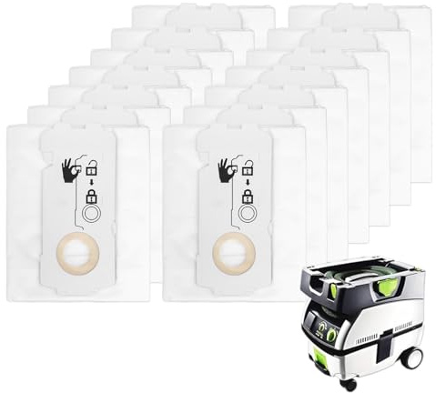 12 Stück SELFCLEAN Filtersack SC-FIS-CT MINI/MIDI-2/5 kompatibel mit Festool Staubsaugerbeutel für Festool CT Mini/CT Midi/CT Midi I/CTC Mini/Midi/CT 15 Staubsaugern, ab Baujahr 2019