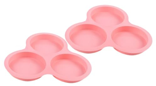 MOLUCKFU 2 Stück Silikon Ei Backform für Heißluftfritteuse 3-fach Zylindrische Form Rosa Glatte Kanten Leicht zu Reinigen zum Backen und Kochen