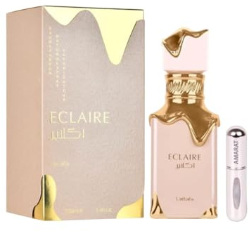 Perfume Eclaire 100ML, Perfume Árabe para Mujer de Larga Duración, Eau da Parfum Importado desde Dubái, Incluye Atomizador Recargable 5ML, Fragancia Floral y Dulce (Eclaire)