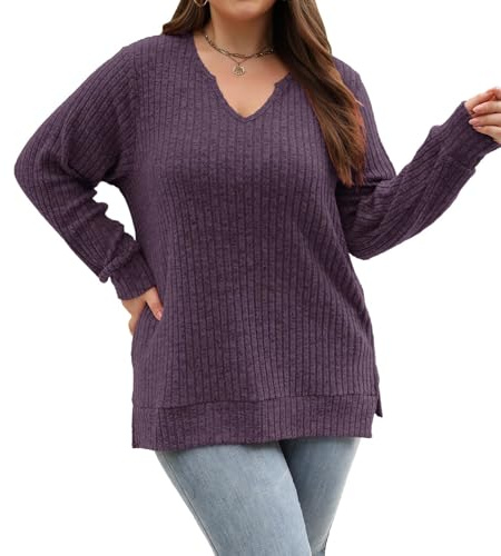 Sweaters for Women Plus Size Cozy Fall Fashion Tops Must Haves Clothes Winter Clothing 2025 Womens Long Sleeve Shirts Tunics Tops Trendy Oversized Sweaters Airport Cowboy Chic Travel Business Outfits