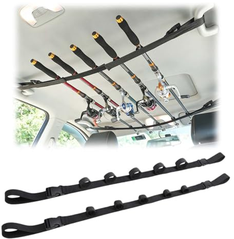 2 pièces Rangement de Cannes à pêche, réglable, Sangle pour Support de canneà pêche, Support de Canne àpêche, Convient pour Le Stockage decannes à pêche dans la Voiture Rangement de cannesàpêche